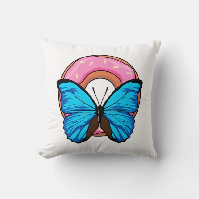 Butterfly with Doughnut Throw Pillow (Front)