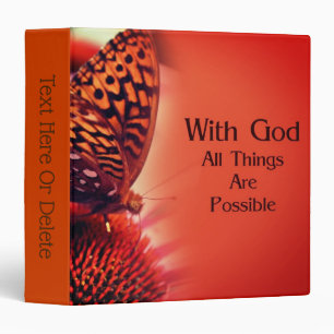 Butterfly With God Inspirational Personalized Binder