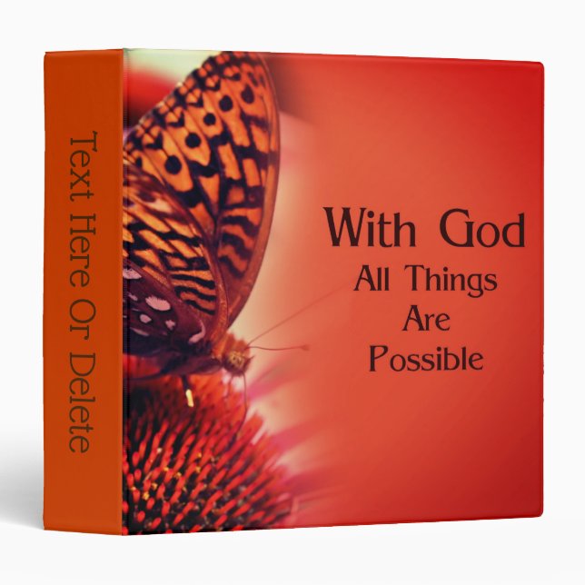 Butterfly With God Inspirational Personalized Binder (Front/Spine)