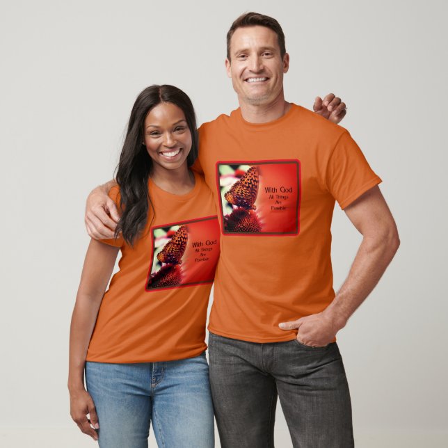 Butterfly With God Inspirational Quote  T-Shirt (Unisex)