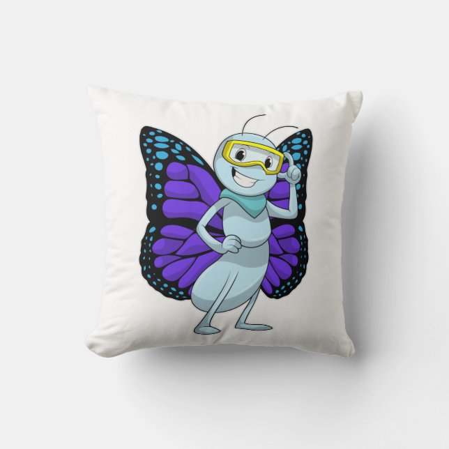 Butterfly with Goggles Throw Pillow (Front)