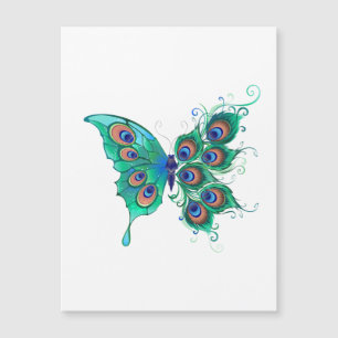 Butterfly with Green Peacock Feathers