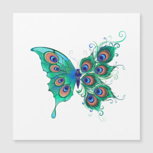 Butterfly with Green Peacock Feathers