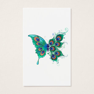 Butterfly with Green Peacock Feathers