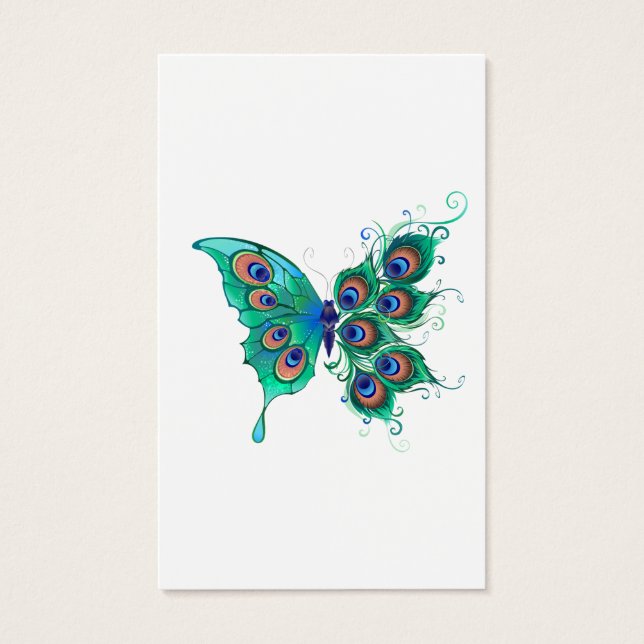 Butterfly with Green Peacock Feathers (Front)