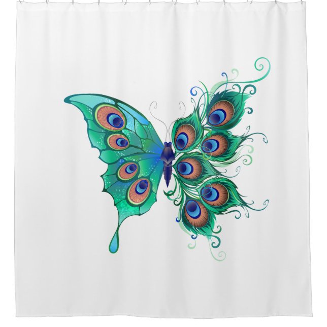 Butterfly with Green Peacock Feathers (Front)