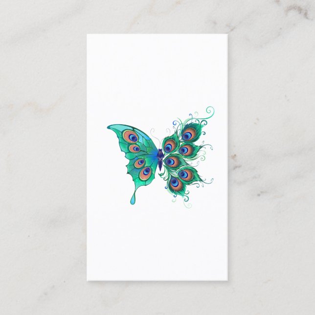Butterfly with Green Peacock Feathers Appointment Card (Front)