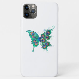 Butterfly with Green Peacock Feathers Case-Mate iPhone Case