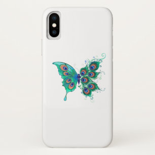Butterfly with Green Peacock Feathers Case-Mate iPhone Case
