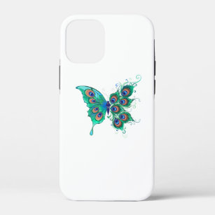 Butterfly with Green Peacock Feathers iPhone 12 Mini Case