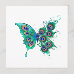 Butterfly with Green Peacock Feathers Menu