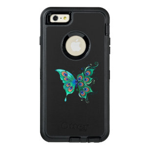 Butterfly with Green Peacock Feathers OtterBox Defender iPhone Case