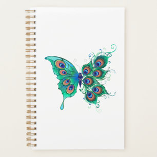 Butterfly with Green Peacock Feathers Planner