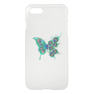 Butterfly with Green Peacock Feathers iPhone SE/8/7 Case