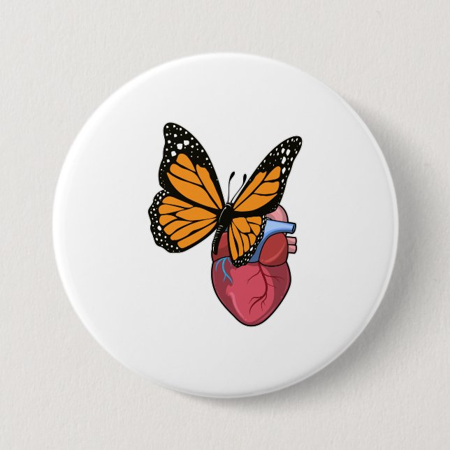 Butterfly with Heart 3 Inch Round Button (Front)