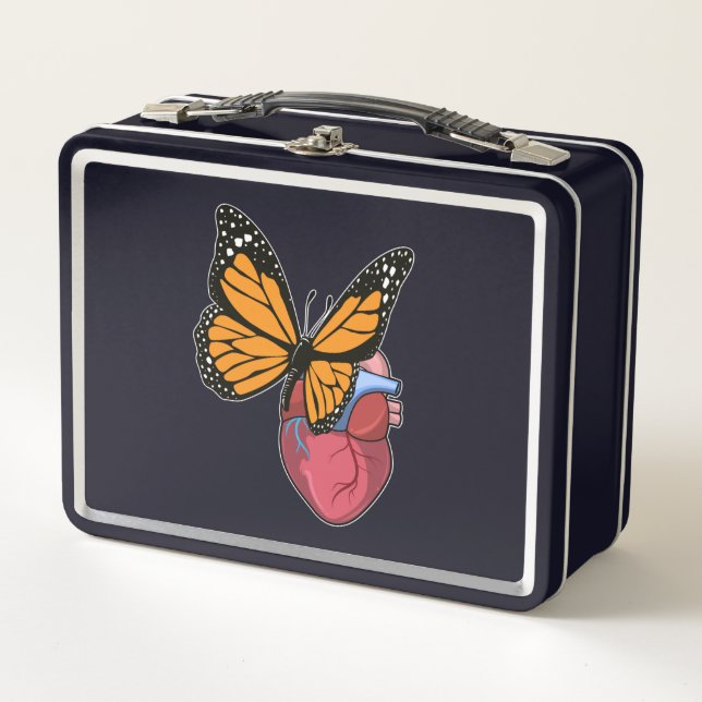 Butterfly with Heart Metal Lunch Box (Front)