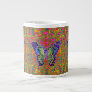 Butterfly with heart shaped patterns large coffee mug