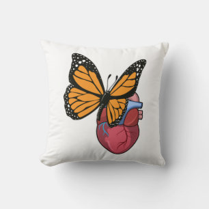 Butterfly with Heart Throw Pillow