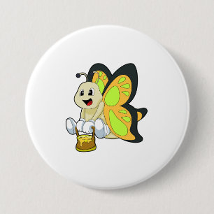Butterfly with Honey 3 Inch Round Button
