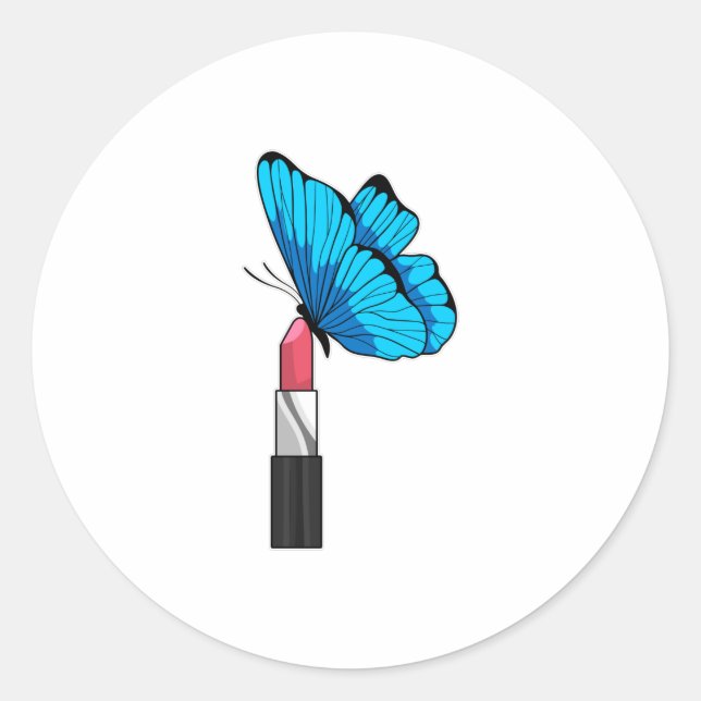 Butterfly with Lipstick Classic Round Sticker (Front)