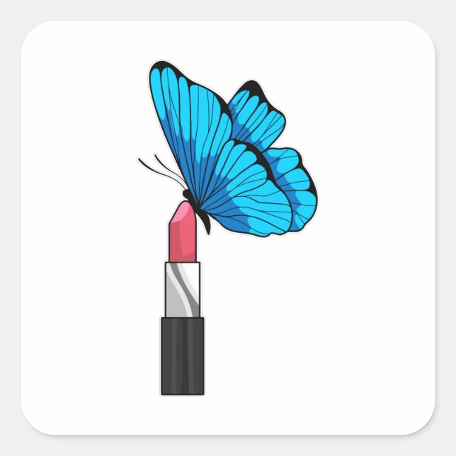 Butterfly with Lipstick Square Sticker (Front)