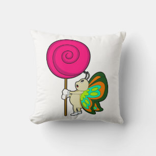 Butterfly with Lollipop Throw Pillow