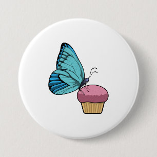 Butterfly with Muffin 3 Inch Round Button