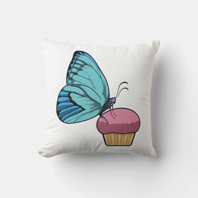 Butterfly with Muffin Throw Pillow (Front)