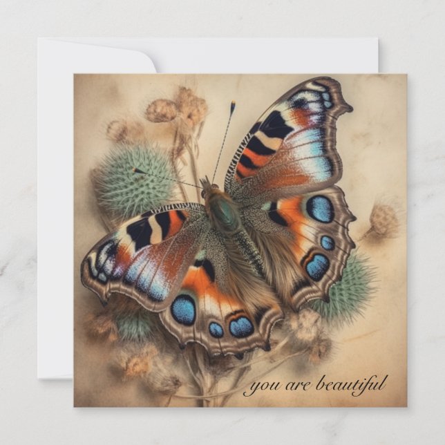 Butterfly with peacock pattern wings customizable (Front)