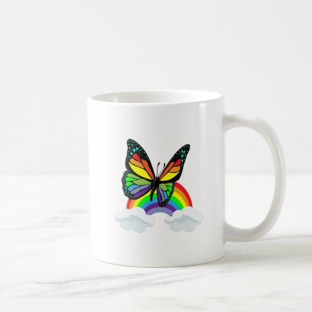 Butterfly with Rainbow Coffee Mug (Right)