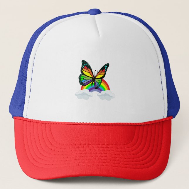 Butterfly with Rainbow Trucker Hat (Front)