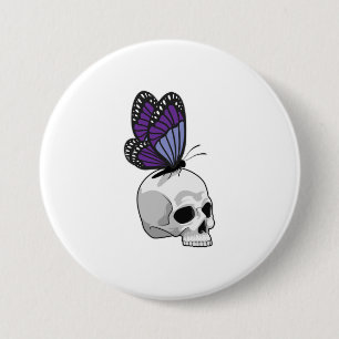 Butterfly with Skull 3 Inch Round Button