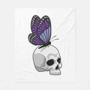 Butterfly with Skull Fleece Blanket