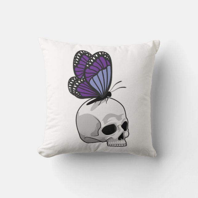 Butterfly with Skull Throw Pillow (Front)