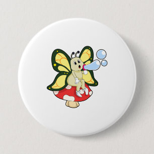 Butterfly with Soap bubbles 3 Inch Round Button