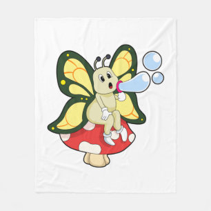 Butterfly with Soap bubbles Fleece Blanket