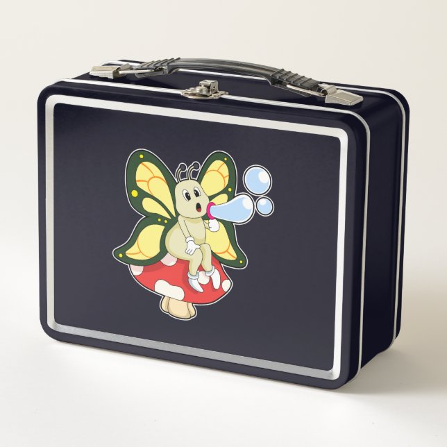 Butterfly with Soap bubbles Metal Lunch Box (Front)