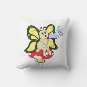 Butterfly with Soap bubbles Throw Pillow