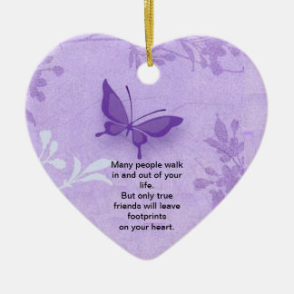 Butterfly with true friends saying ceramic ornament