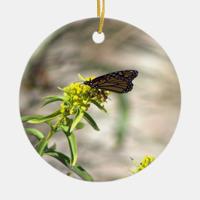 Butterfly with Yellow Wildflowers Ornament (Front)
