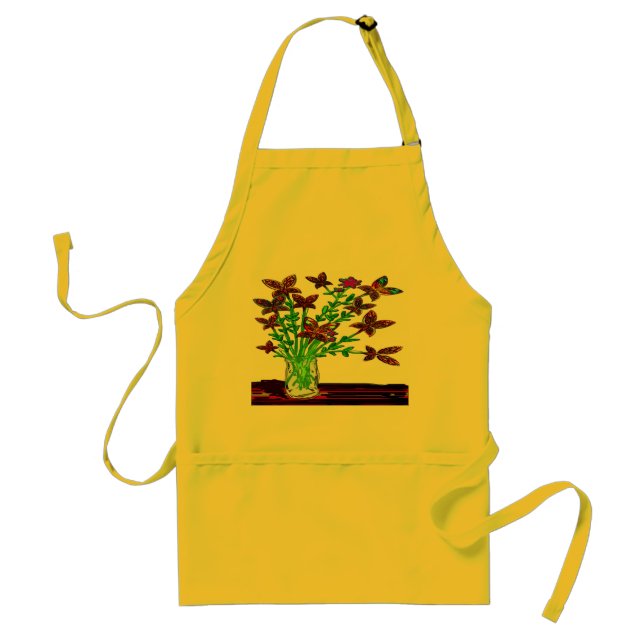 Butterfly Woman Flowers Three Appron Standard Apron (Front)