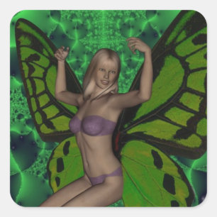 Butterfly woman square sticker