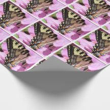 Butterfly Wrapping Paper With Pink Flower