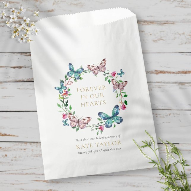 Butterfly Wreath Funeral Memorial Seed Packet Favour Bag (Creator Uploaded)