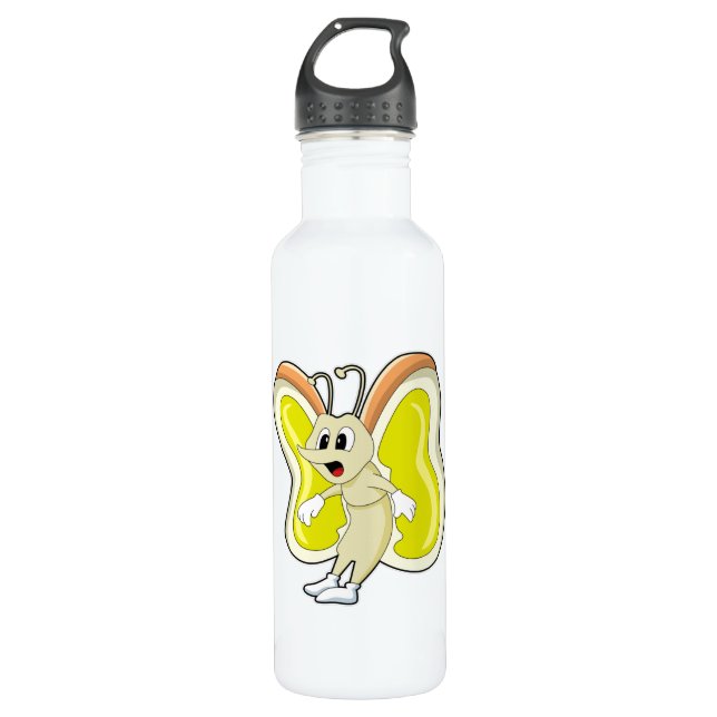 Butterfly yellow 710 ml water bottle (Front)