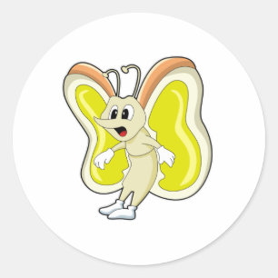 Butterfly yellow classic round sticker