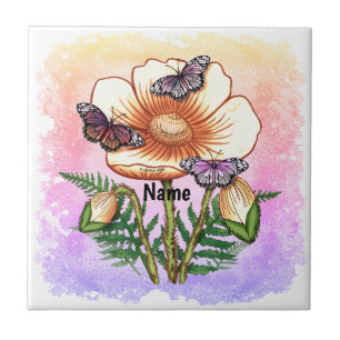 Butterfly yellow Poppy Tile