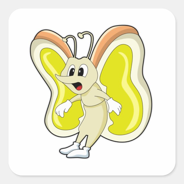 Butterfly yellow square sticker (Front)