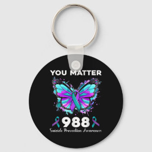 Butterfly You 988 Suicide Prevention Awareness Rib Keychain