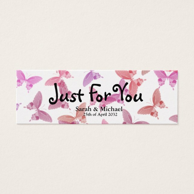 Butterfly'Just For You' Wedding favour Gift tag (Front)